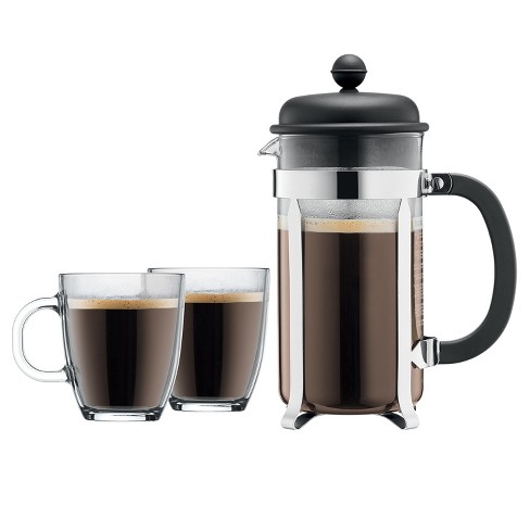Bodum Caffettiera 8 Cup / 34oz French Press Coffee For Two Set - Black