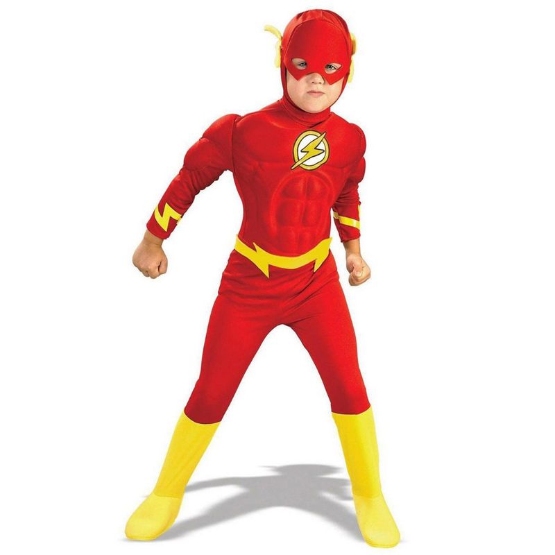 Rubies DC Comics The Flash Muscle Chest Deluxe Boy's Costume, 1 of 3