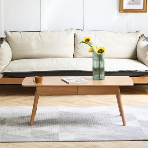 Solid Wood Coffee Table with Drawers,39.37"/47.24" Modern Oak Center Table for Living Room-Baofuwish - 1 of 4