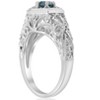 Pompeii3 .81CT Blue Diamond Halo Vintage Engagement Ring 14K White Gold - 2 of 4