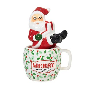 Ganz 5.0 Inch Santa On Cup Salt & Pepper Set Christmas , Merry Jolly Holly Gifts (2PC) - 1 of 3