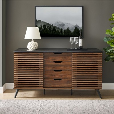 NicBex Industrial Sideboard Cabinet with Sliding Doors and 4 Drawers for Kitchen,Living Room