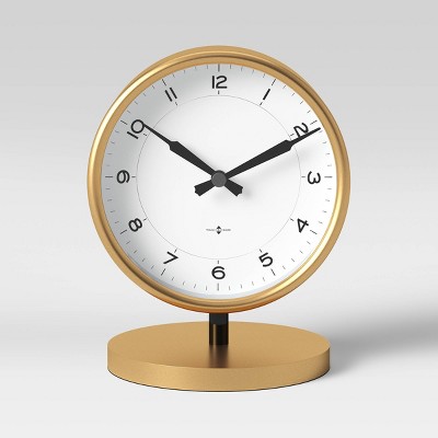 5" Mantel Table Clock Stand Brass - Threshold™