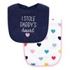 Hudson Baby Infant Girl Cotton Terry Bib and Burp Cloth Set, Bold Mom Dad, One Size - 4 of 4