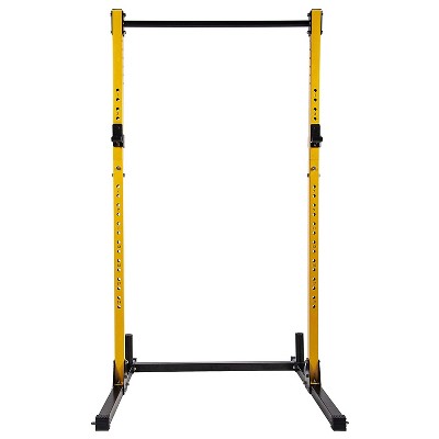 HulkFit BFSS-B1YL Adjustable Multi Function Exercise Power Squat Stand Rack with Pull Up Bar, 2 Heavy Duty J Hooks, and 2 Weight Plate Holders