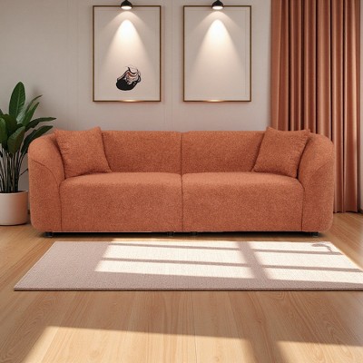 87" BouclÃ© Curved 3-Seater Sofa with Plush Seating