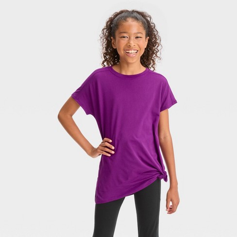 Girls' Soft Ribbed T-shirt - All In Motion™ Purple Xl : Target