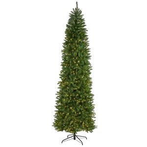 9ft Nearly Natural Pre-Lit LED Slim Mountain Pine Artificial Christmas Tree Clear Lights - 1 of 4