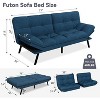 Dyonery 71" Futon Sofa Bed, Cozy Convertible Loveseat Sleeper, Linen Fabric Couch with Adjustable Back & Arms for Living Room, Guest Room - Light Gray - 3 of 4