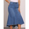 INSPIRE CHIC Women's Washed Denim High Waist Fishtail Pockets Casual Midi Skirt - 2 of 4