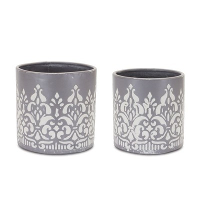 Melrose Ornate Metal Planter (Set of 2)