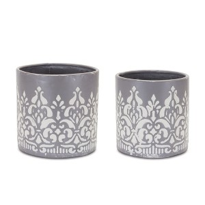Melrose Ornate Metal Planter (Set of 2) - 1 of 4