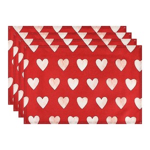 REGALWOVEN Love Hearts Placemats Set of 6, Happy Valentine's Day Dining Table Place Mats, Wedding Anniversary Holiday Decor - 1 of 4