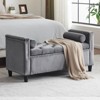 CAVINAS Storage Bench Velvet Button Bedside Bench with Armrests Nailhead Trim - 4 of 4