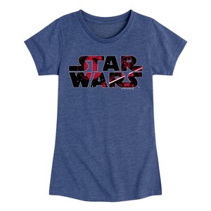 Girls' - Star Wars - Logo Darth Vader Fitted Short Sleeve Graphic T-Shirt - 1 of 3