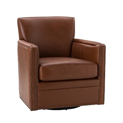 Gabino 29'' Wide Genuine Leather Swivel Chair | ARTFUL LIVING DESIGN