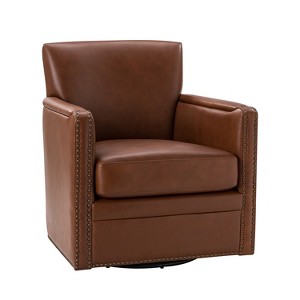 Gabino 29'' Wide Genuine Leather Swivel Chair | ARTFUL LIVING DESIGN - 1 of 4