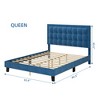 Button Tufted Upholstered Headboard Bed Frame, Sturdy Metal Foundation with Wood Slats, No Box Spring Needed, Platform Design for Bedroom. - 2 of 4