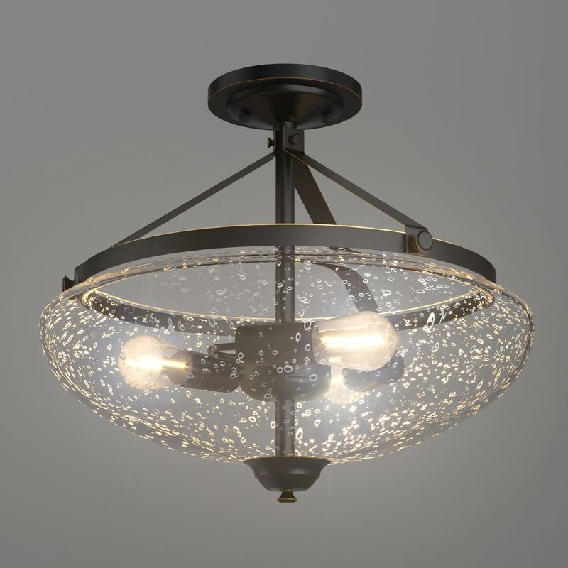 Tangkula Industrial Ceiling Light Fixture, 3-Light Semi Flush Mount Ceiling Lamp with Glass Shade, Ceiling Chandelier Light, 1 of 10