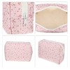 Unique Bargains Portable Floral Cosmetic Bag Light Pink 1 Pc - 3 of 3