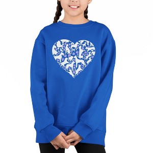 LA Pop Art Dog Heart - Girl's Word Art Crewneck Sweatshirt - 1 of 4
