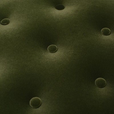 Olive Green Velvet Tufted Round Ottoman with Fringe