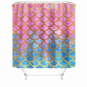 Red And Blue Fish Scales Shower Curtains for Bathroom Waterproof Fabric Bath Curtain Durable Soft Stylish Bathroom Decor 72x72 Inch - 1 of 1