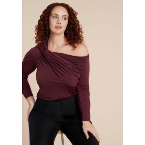 ELOQUII Shoulder-Twist Drape Top - 1 of 4