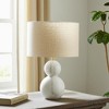HomeRoots 18" Distressed White Marble Round Table Lamp With White Drum Shade - 2 of 4