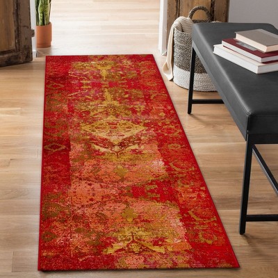 Saffron and Red Flat Woven Synthetic Indoor/Outdoor Rug