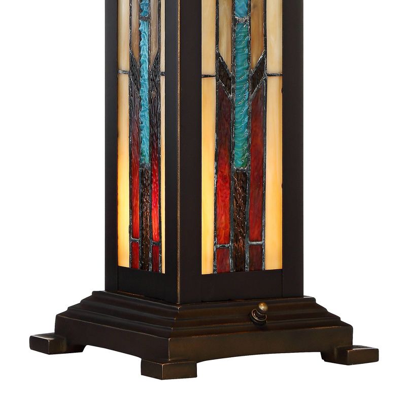Robert Louis Tiffany Mission Style Table Lamp with Table Top Dimmer and Night Light 25" High Bronze Stained Glass for Living Room Bedroom, 5 of 9