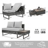 6-Piece Diamond Weave Patio Sectional Set with Extendable Coffee Table & Ice Box, Adjustable Reclining Backrest Gray/Khaki - ModernLuxe - 4 of 4