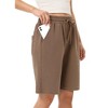 Women's Bermuda Shorts with Zipper Pockets Casual Summer Drawstring Jersey Shorts Elastic Waist Comfy Waffle Shorts - 3 of 4