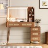 MOEPISY Makeup Vanity Desk with 5 Drawers and Storage Shelf, Rattan Drawer Design Walnut - 2 of 4