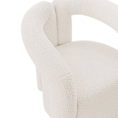 Cream Boucle Upholstered Modern Accent Chair with Pine Wood Frame