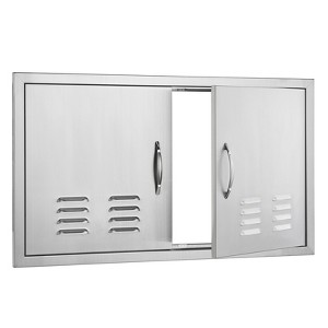 VEVOR BBQ Access Door, 36W x 21H Inch Double Outdoor Kitchen Door, Stainless Steel Flush Mount Door, Wall Vertical Door with Handles and Vents - 1 of 4