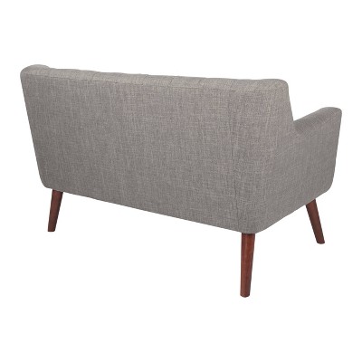 Gray Polyester Loveseat with Coffee Legs