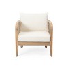 Gulches Outdoor Acacia Wood Patio Club Chair, Textilene Patio Furniture,Waterproof Thick Cushion£¬Light Teak Finish, Beige - 4 of 4