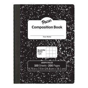 Pacon Composition Book, Black Marble, 1 cm Quadrille Ruled 9-3/4" x 7-1/2", 100 Sheets (Pack of 6) - 1 of 1