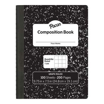 Pacon Composition Book, Black Marble, 1 cm Quadrille Ruled 9-3/4" x 7-1/2", 100 Sheets