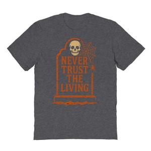 Rerun Island Men Never Trust The Living Tomb Short Sleeve Graphic Cotton T-Shirt - 1 of 4