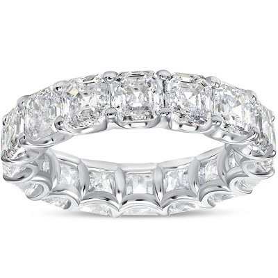 Pompeii3 10 1/2 Ct Asscher Cut Moissanite Eternity Ring Wedding Band 10k Gold