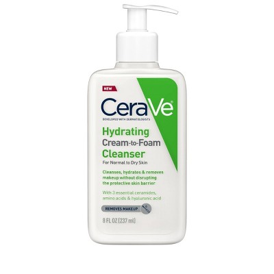 CeraVe Cream-to-Foam Makeup Remover and Face Wash with Hyaluronic Acid Fragrance Free - 8 fl oz