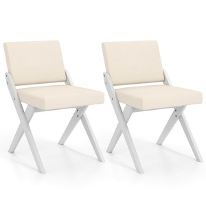 Costway Wooden Dining Chairs of 2/4 with Rubber Wood Frame Padded Cushions Curved Back - 1 of 4