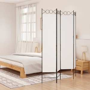 vidaXL 4-Panel Room Divider White 63"x78.7" Fabric - 1 of 4