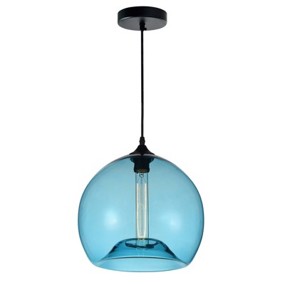CWI Lighting Glass 1 Light Down Mini Pendant With Blue Finish