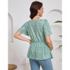 Clearlove Pregnancy Top Women's Drawstring Front V Neck Maternity T Shirt Short Sleeve Peplum Blouse - 4 of 4
