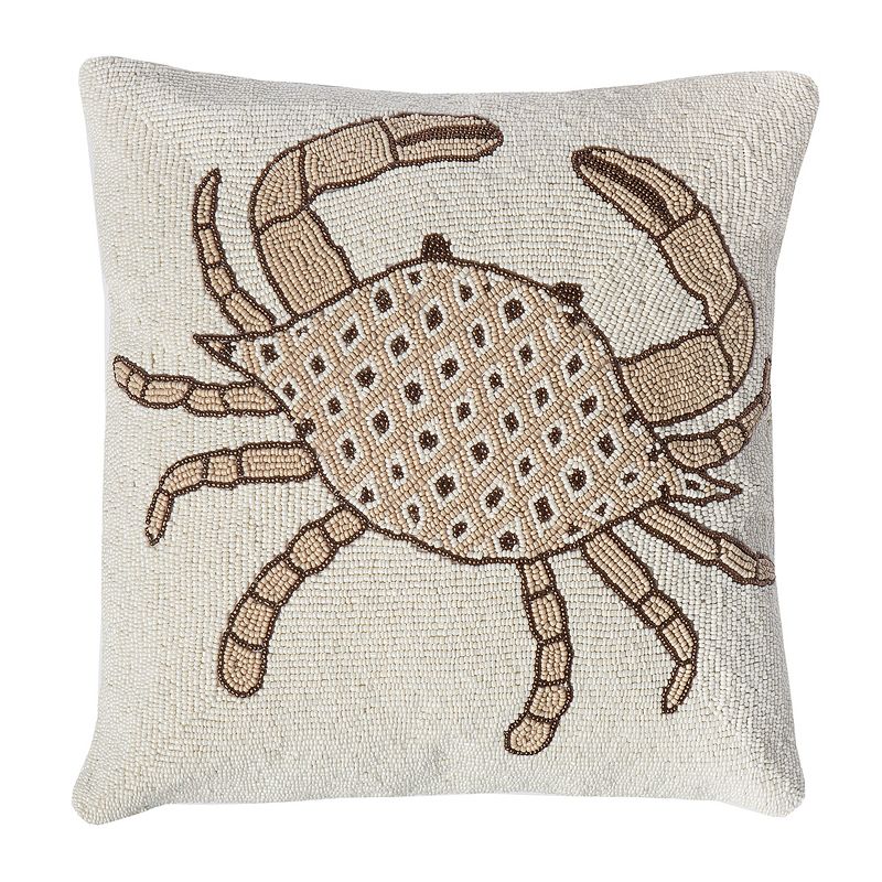 C&F Home 16" x 16" Natural Crab Hand Beaded Throw Pillow, 1 of 5