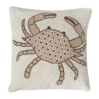 C&F Home 16" x 16" Natural Crab Hand Beaded Throw Pillow