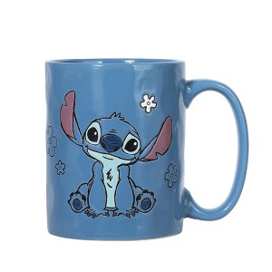 Silver Buffalo Disney Lilo & Stitch Blue Wax-Resist Ceramic Pottery Mug | Holds 17 Ounces - 1 of 4
